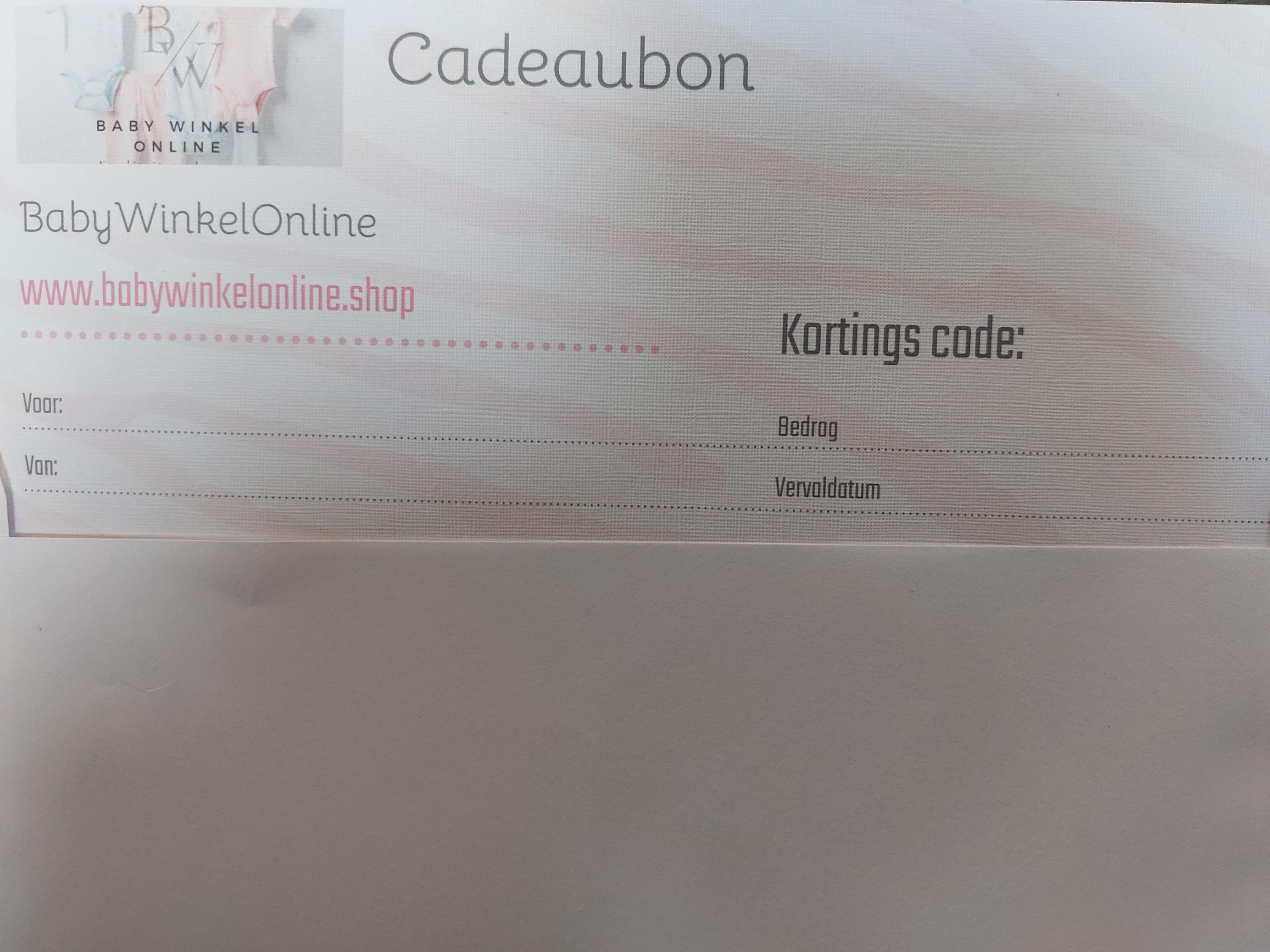 Cadeaubon voor Baby Winkel Online Cadeaubon - Baby Winkel Online