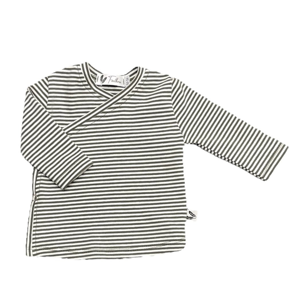 Overslagshirtje small stripes dark forest - Baby Winkel Online