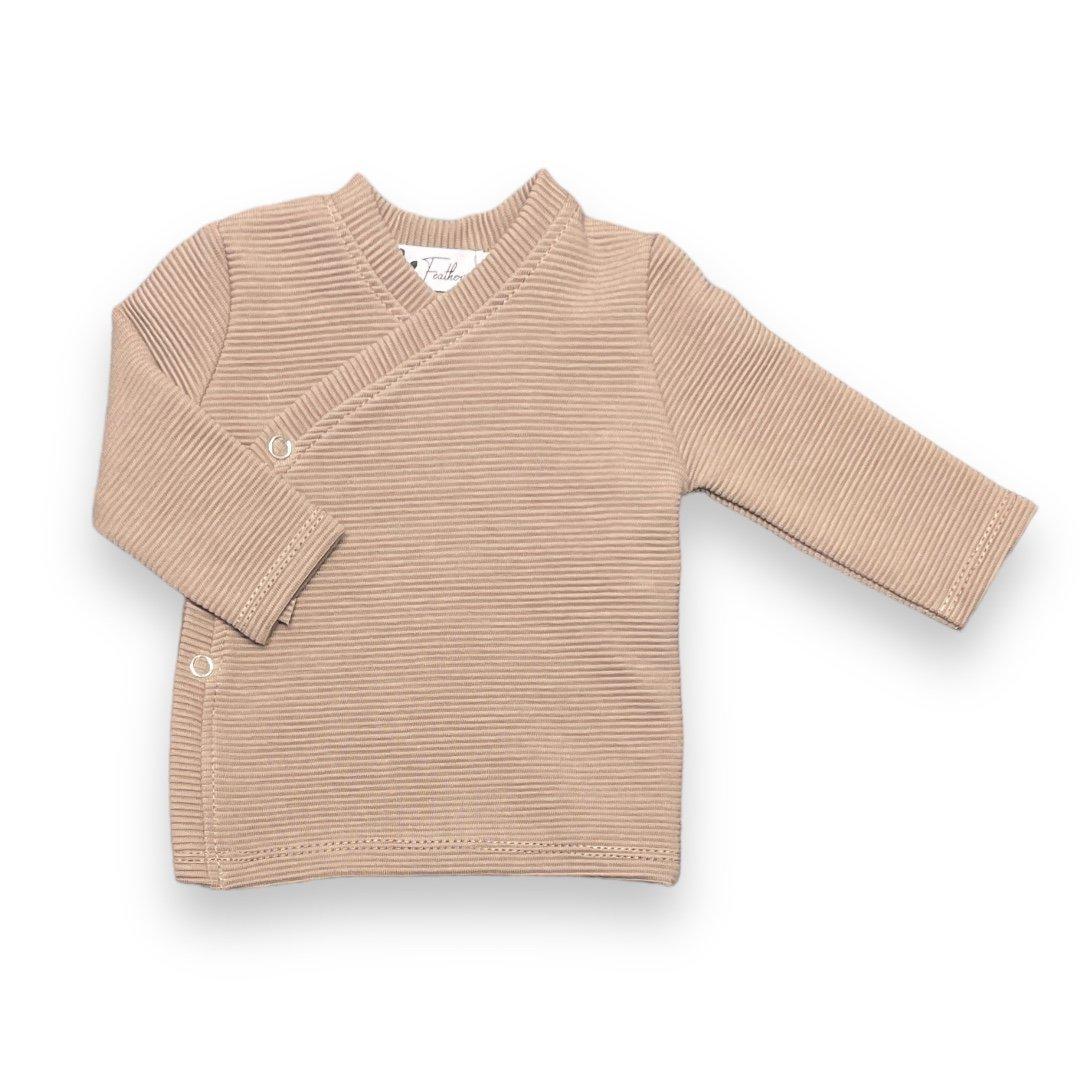 Overslagshirtje rib taupe - Baby Winkel Online