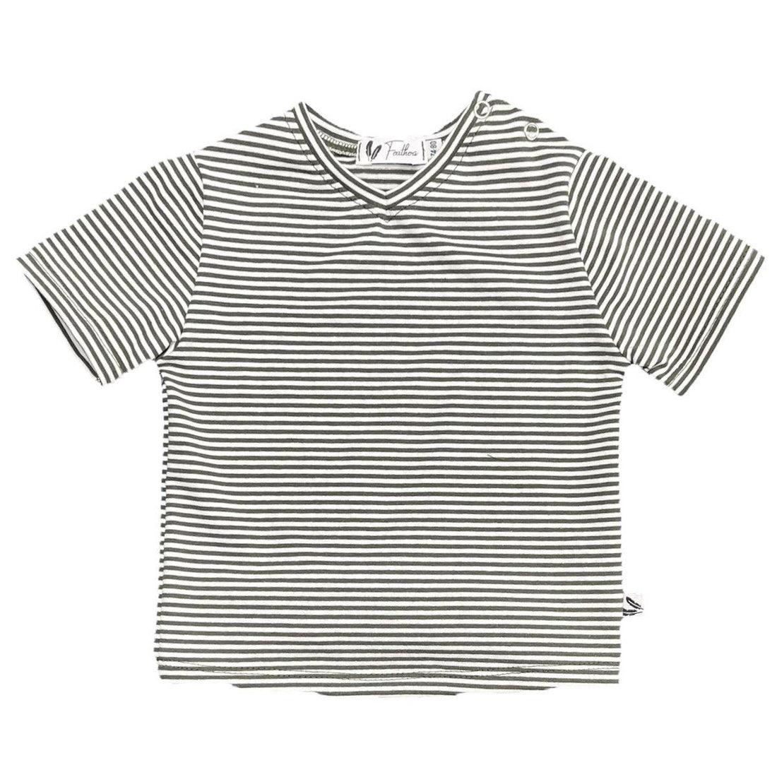 Shirt V-neck small stripes dark forest - Baby Winkel Online