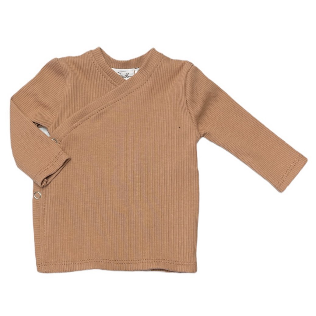 Overslagshirtje rib jersey peach - Baby Winkel Online