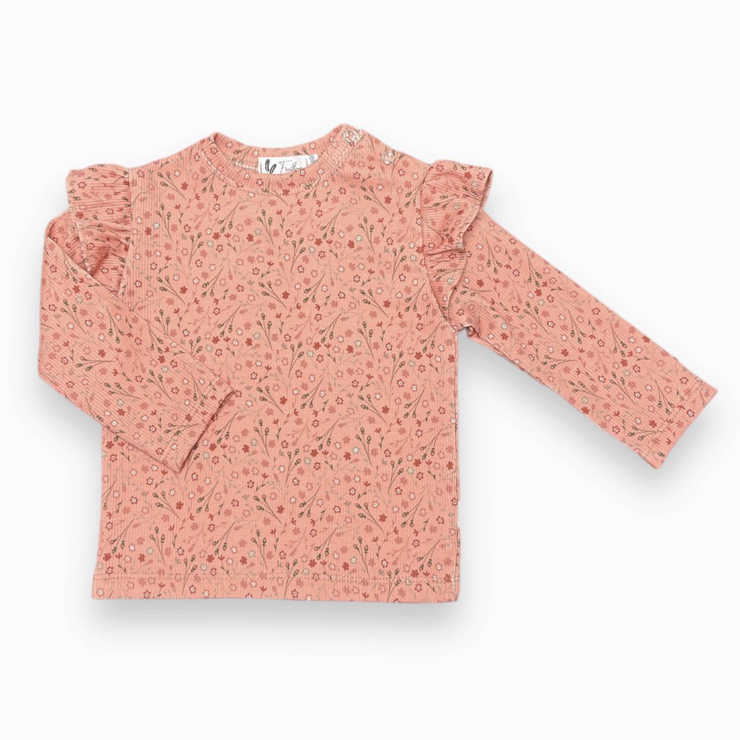 Longsleeve ruffle rusty flower - Baby Winkel Online