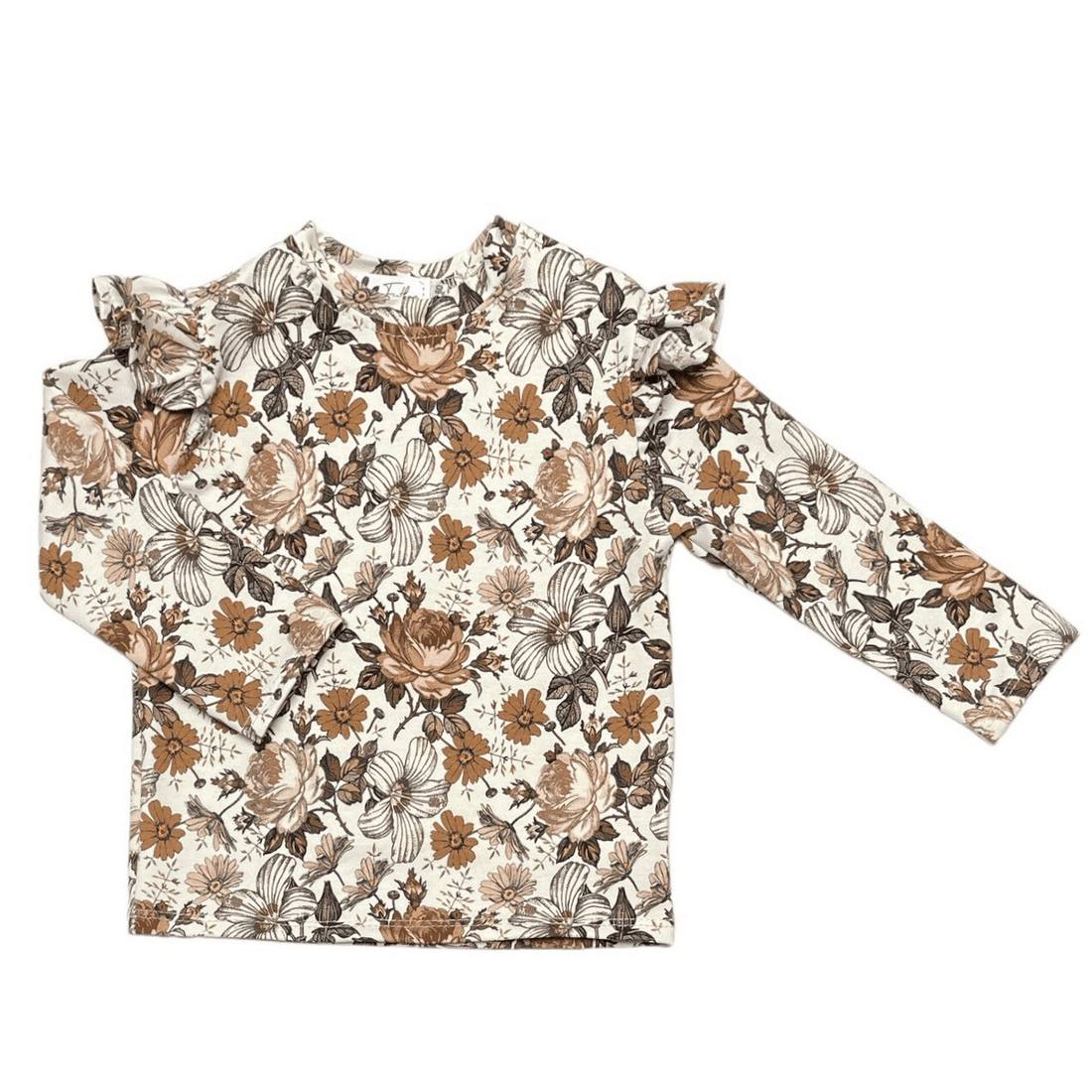 Longsleeve ruffle english garden brown - Baby Winkel Online