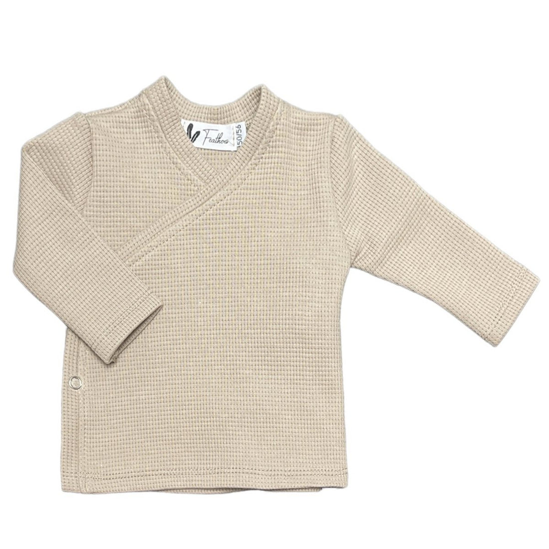 Overslagshirtje waffle dark beige - Baby Winkel Online