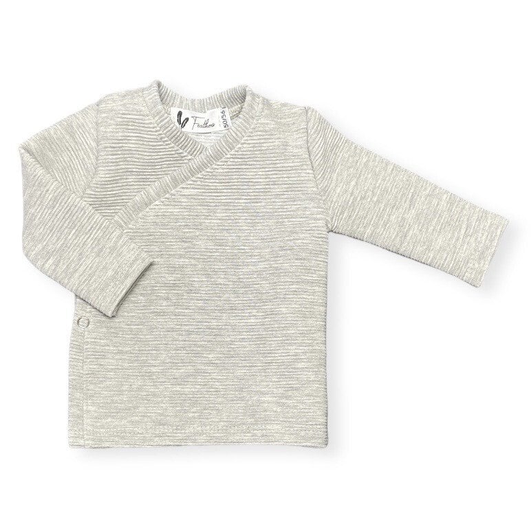 Overslagshirtje rib light grey melange - Baby Winkel Online