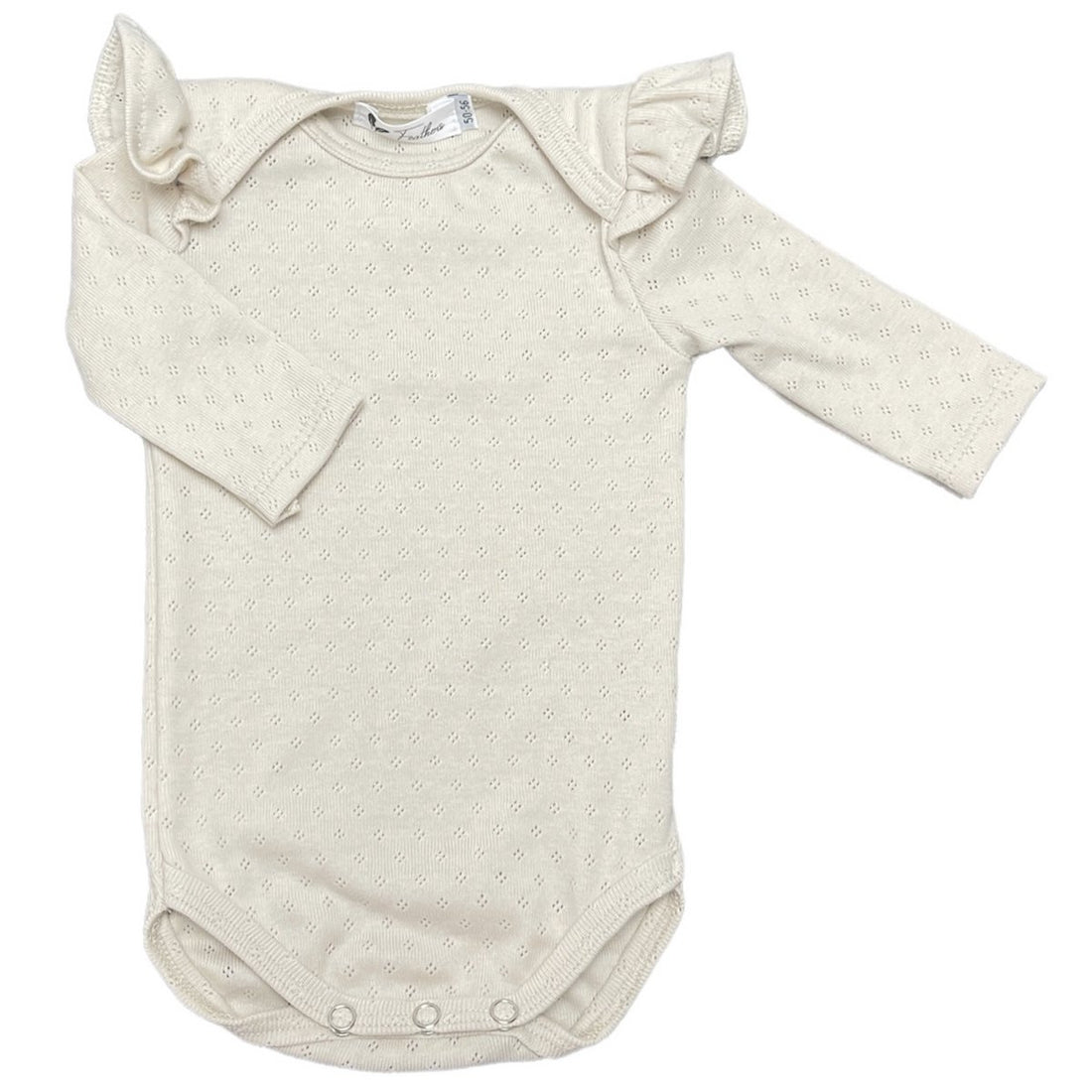 Rompertje lange mouw ruffle pointelle natural beige - Baby Winkel Online