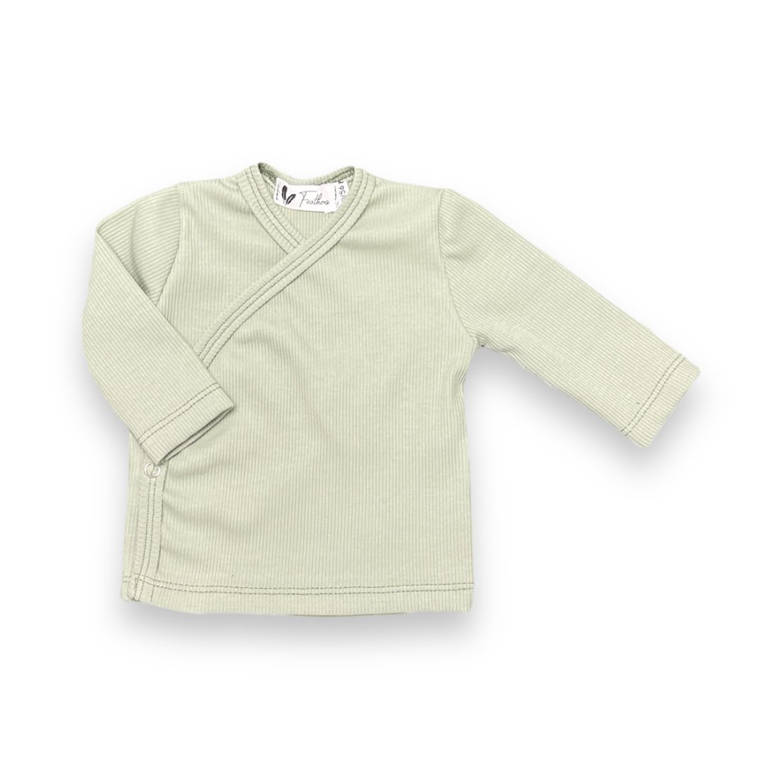 Overslagshirtje rib jersey dusty green - Baby Winkel Online