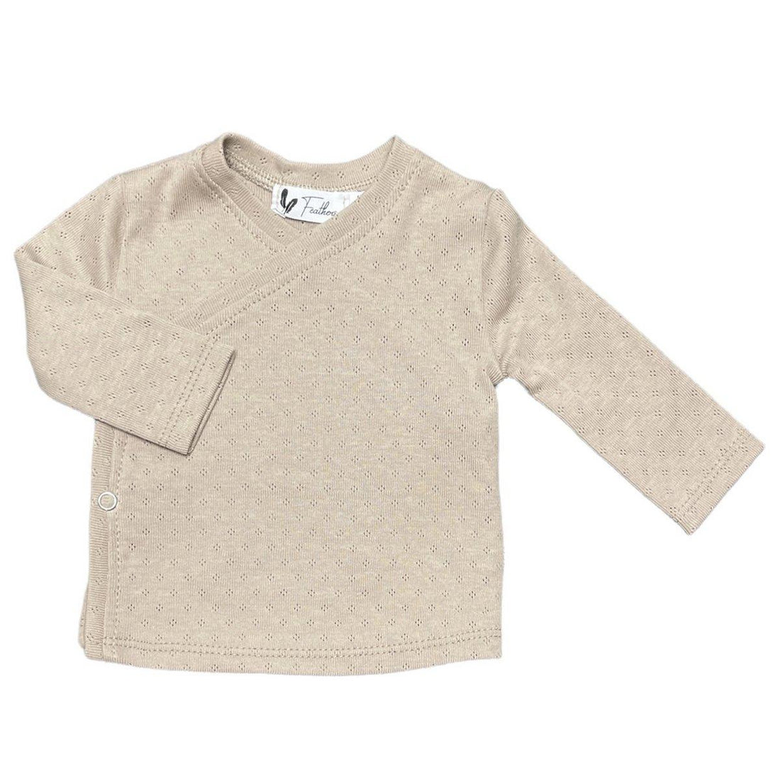 Overslagshirtje pointelle dark beige - Baby Winkel Online